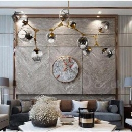 Lustre dourado de 10 luzes com cúpula de vidro, estilo contemporâneo moderno