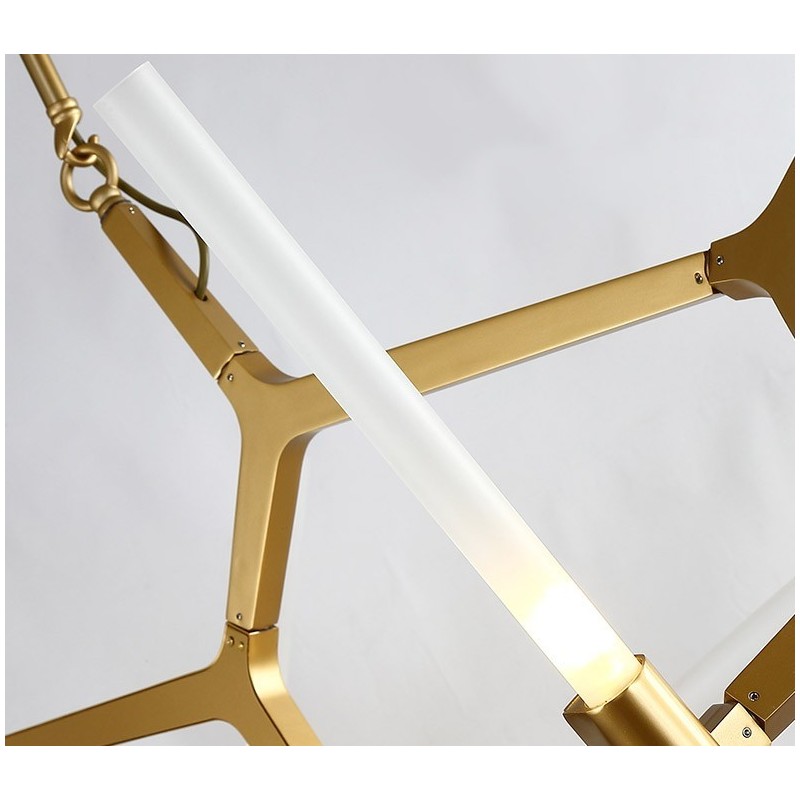 Lustre moderno contemporâneo de 6 luzes e 2 níveis (preto dourado)