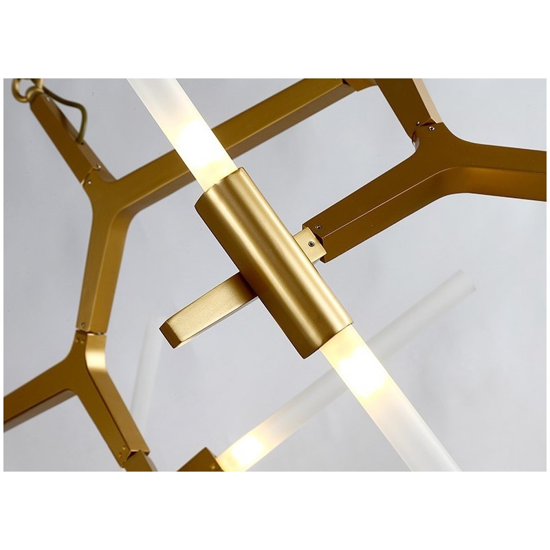 Lustre moderno contemporâneo de 6 luzes e 2 níveis (preto dourado)