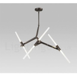 Lustre moderno contemporâneo de 6 luzes e 2 níveis (preto dourado)