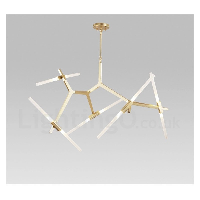 Lustre moderno contemporâneo de 10 luzes (preto dourado)