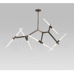 Lustre moderno contemporâneo de 10 luzes (preto dourado)