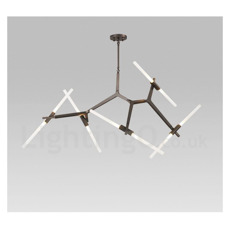 Lustre moderno contemporâneo de 10 luzes (preto dourado)