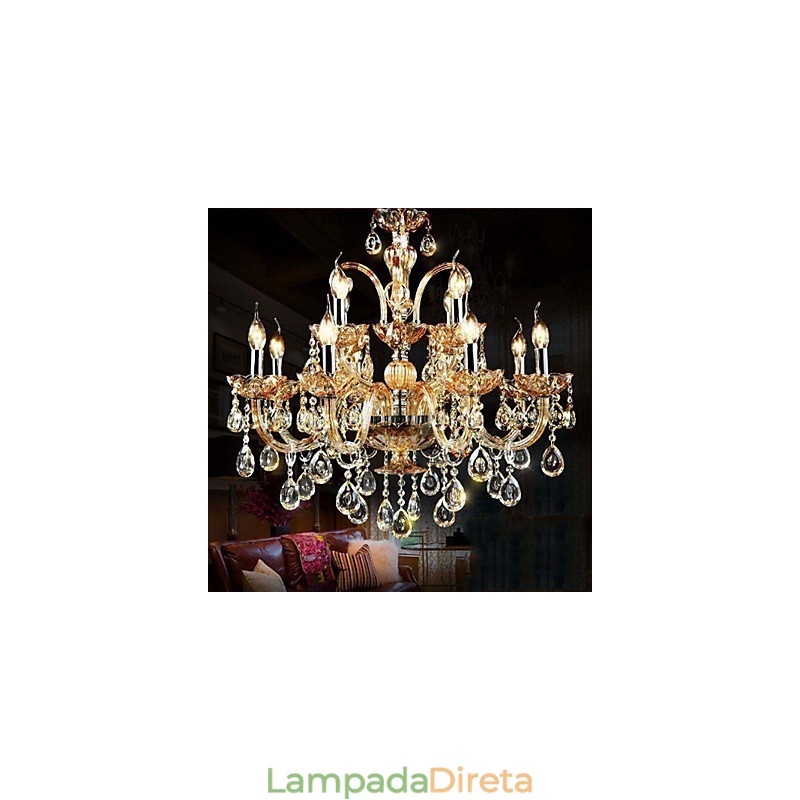 Lustre de Cristal Moderno Contemporâneo Tradicional Clássico Vidro