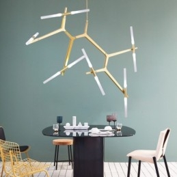 Lustre moderno contemporâneo de 12 luzes (preto dourado)