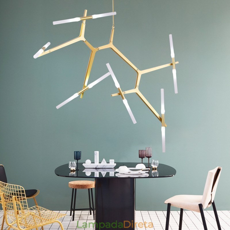 Lustre moderno contemporâneo de 12 luzes (preto dourado)
