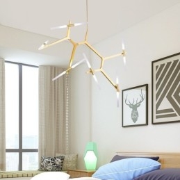 Lustre moderno contemporâneo de 12 luzes (preto dourado)