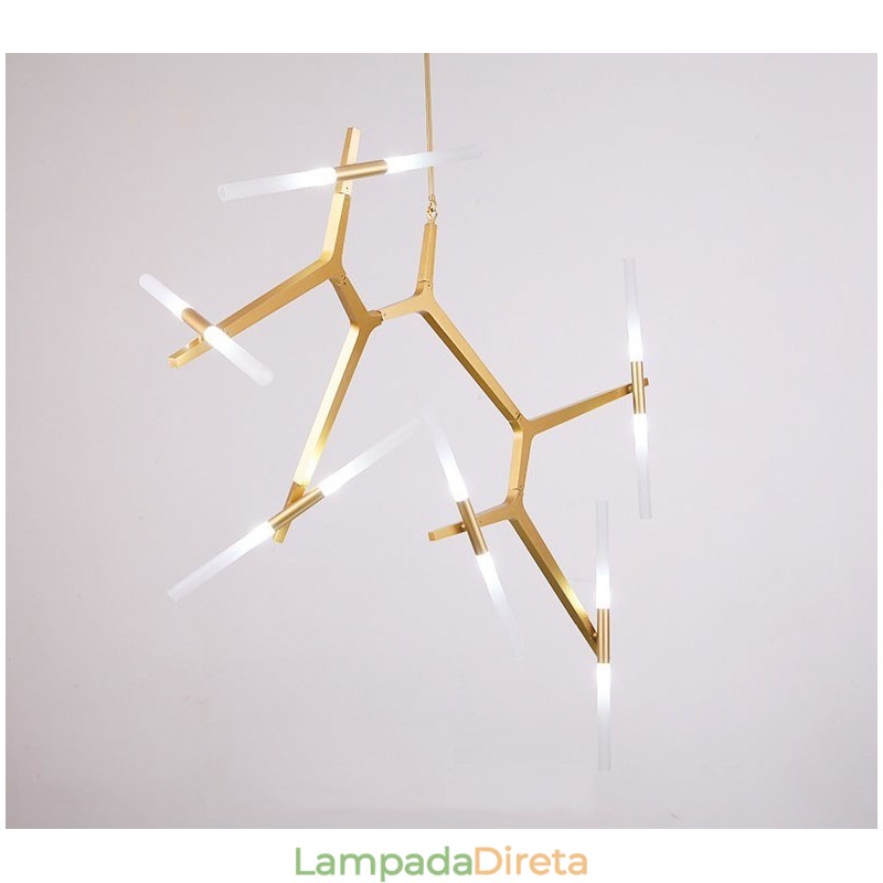 Lustre moderno contemporâneo de 12 luzes (preto dourado)