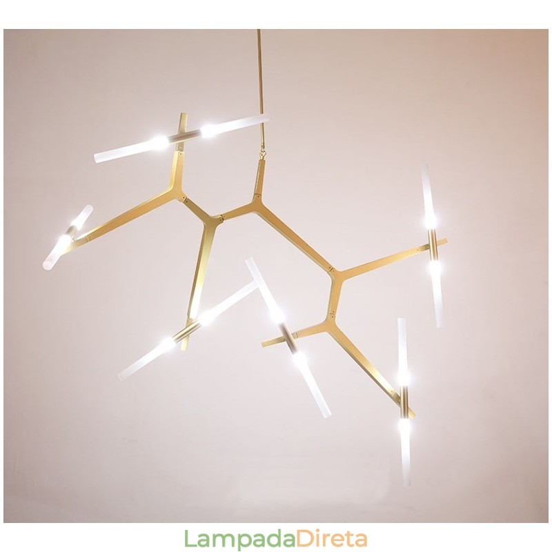 Lustre moderno contemporâneo de 12 luzes (preto dourado)