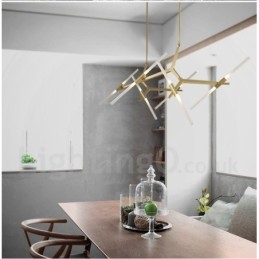 Lustre moderno contemporâneo de 12 luzes (preto dourado)