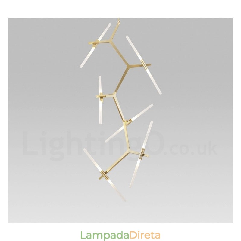 Lustre moderno contemporâneo de 12 luzes (preto dourado)