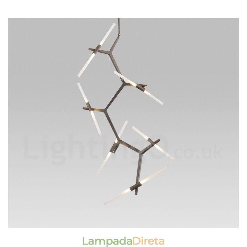 Lustre moderno contemporâneo de 12 luzes (preto dourado)