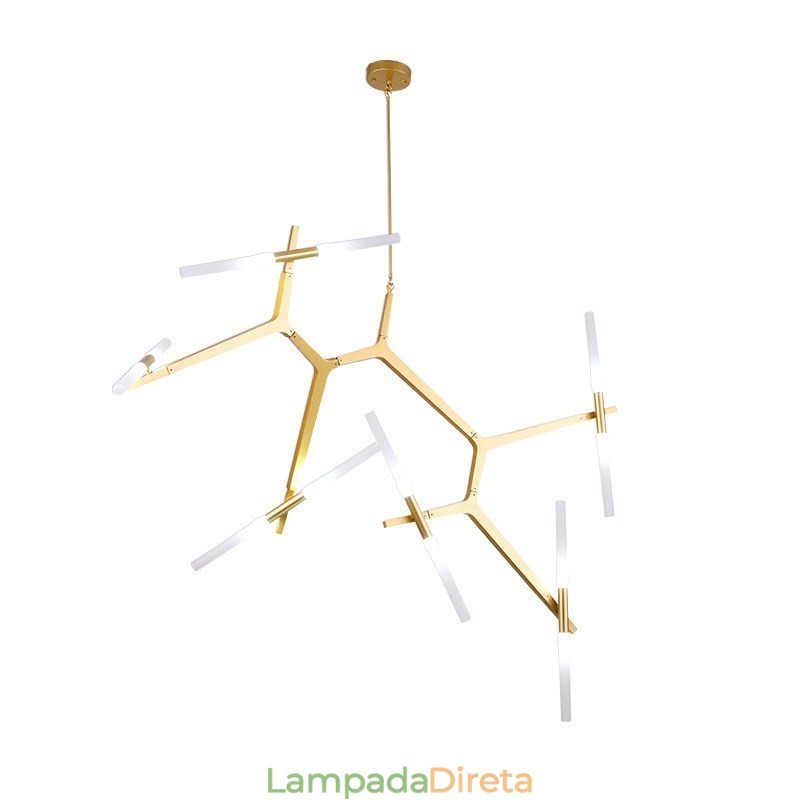 Lustre moderno contemporâneo de 12 luzes (preto dourado)