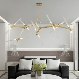 Lustre moderno contemporâneo de 14 luzes (preto dourado)