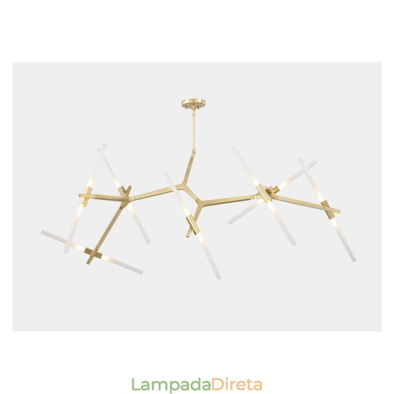 Lustre moderno contemporâneo de 14 luzes (preto dourado)