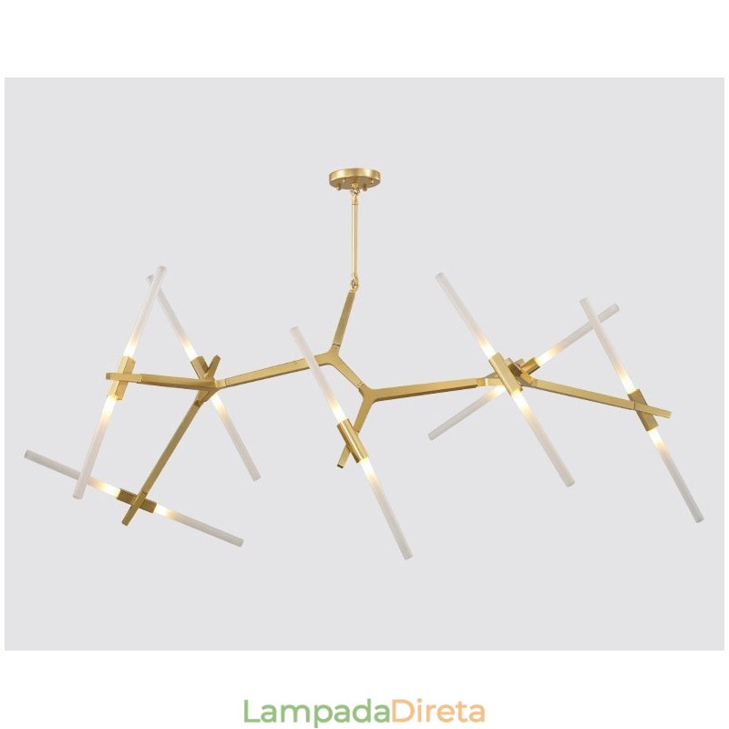 Lustre moderno contemporâneo de 14 luzes (preto dourado)