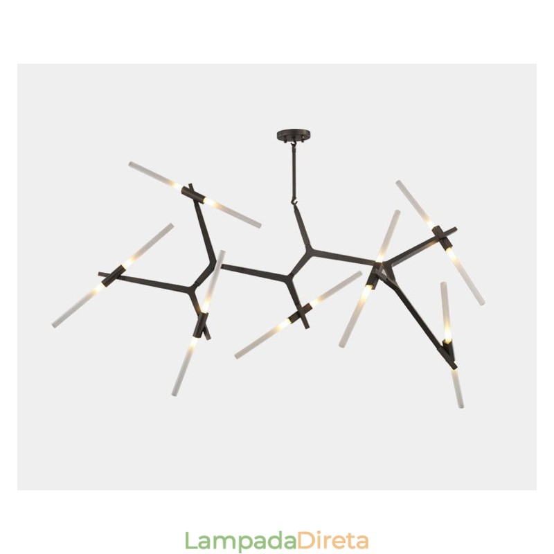 Lustre moderno contemporâneo de 14 luzes (preto dourado)