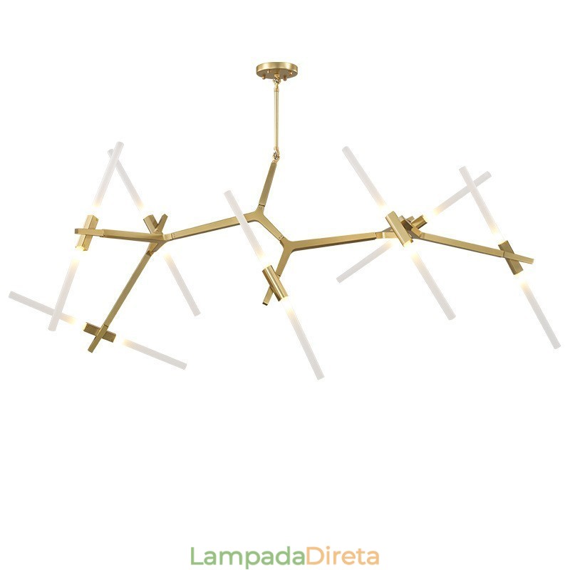 Lustre moderno contemporâneo de 14 luzes (preto dourado)