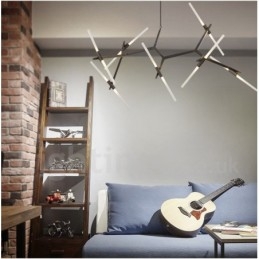 Lustre moderno contemporâneo de 14 luzes (preto dourado)