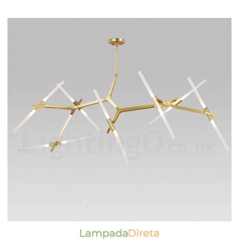 Lustre moderno contemporâneo de 14 luzes (preto dourado)