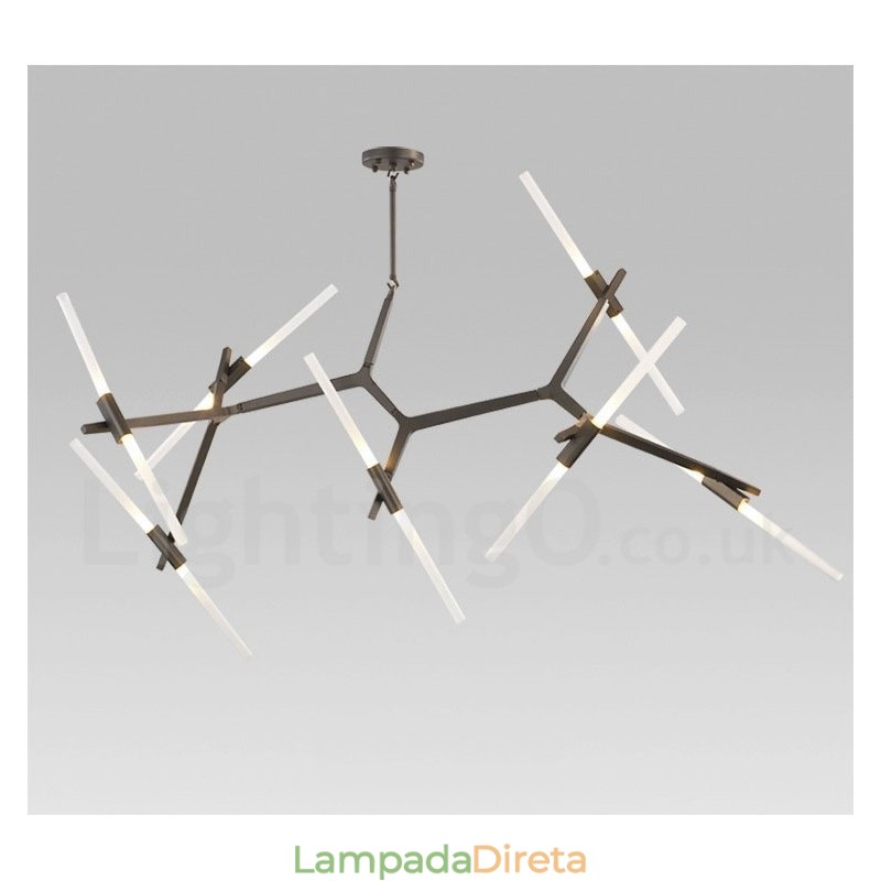 Lustre moderno contemporâneo de 14 luzes (preto dourado)
