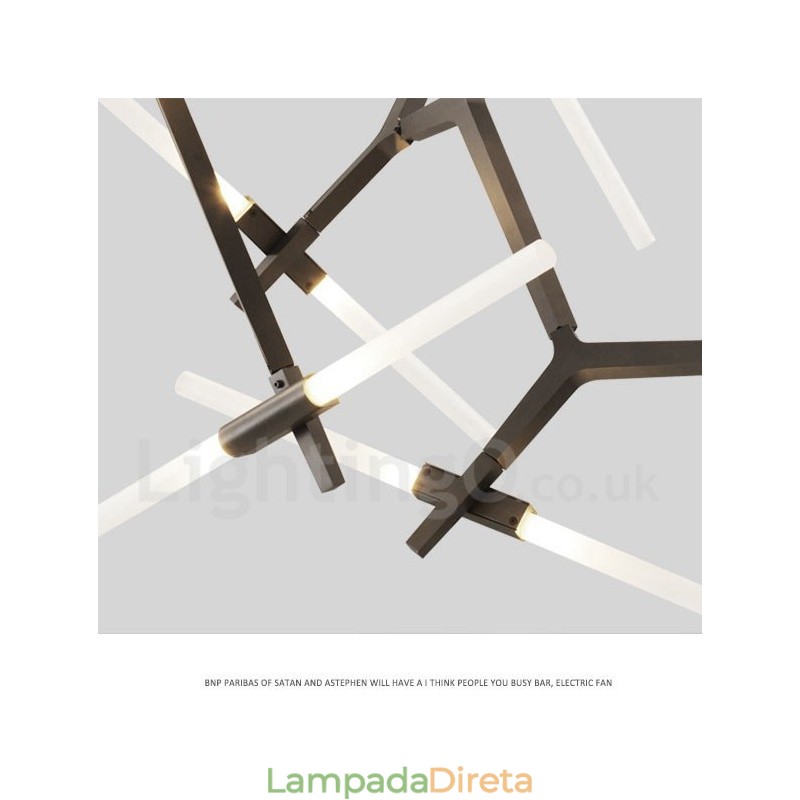 Lustre moderno contemporâneo de 14 luzes (preto dourado)