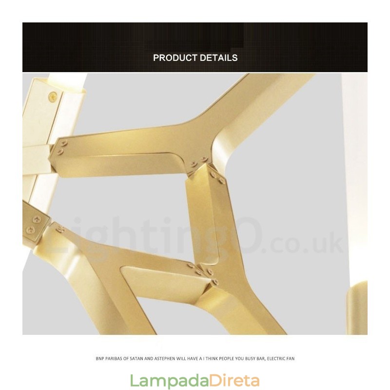 Lustre moderno contemporâneo de 14 luzes (preto dourado)