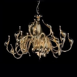 Lustre moderno 24 luzes G4 banhado a ouro