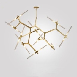 Lustre moderno contemporâneo de 20 luzes (preto dourado)