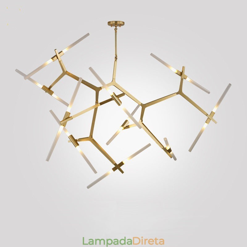 Lustre moderno contemporâneo de 20 luzes (preto dourado)