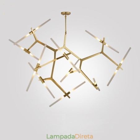 Lustre moderno contemporâneo de 20 luzes (preto dourado) Lustre moderno contemporâneo de 20 luzes (preto dourado)