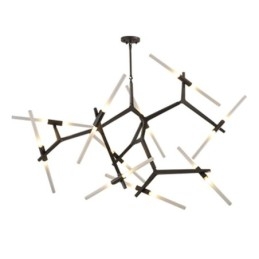 Lustre moderno contemporâneo de 20 luzes (preto dourado)