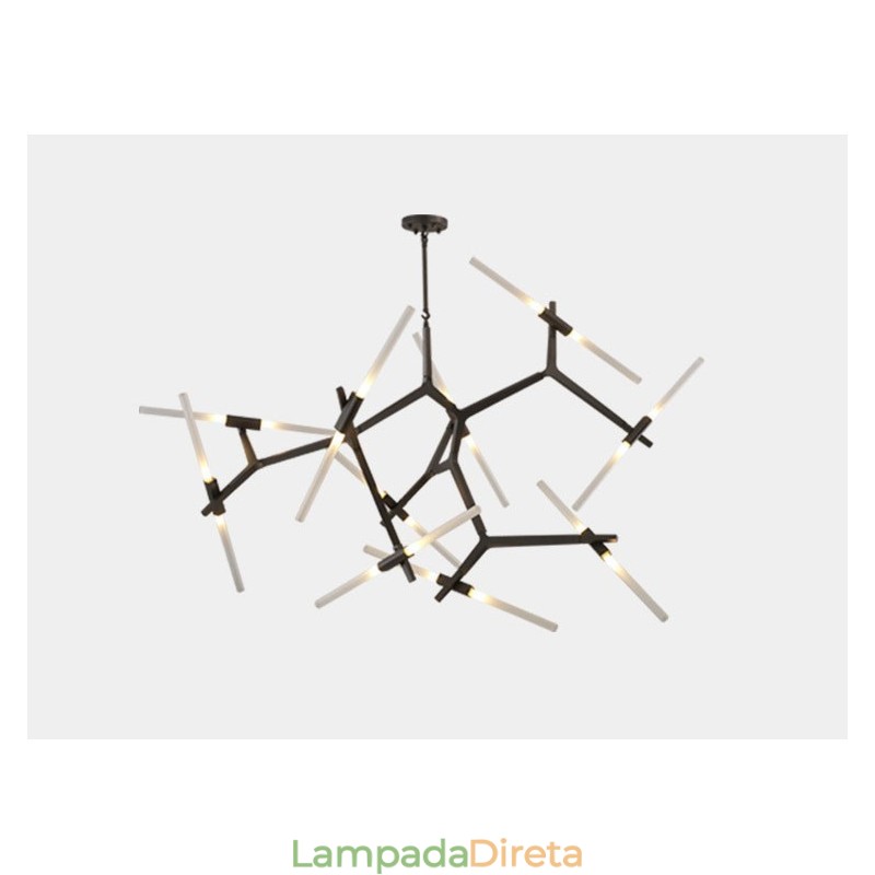 Lustre moderno contemporâneo de 20 luzes (preto dourado)