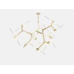 Lustre moderno contemporâneo de 20 luzes (preto dourado)