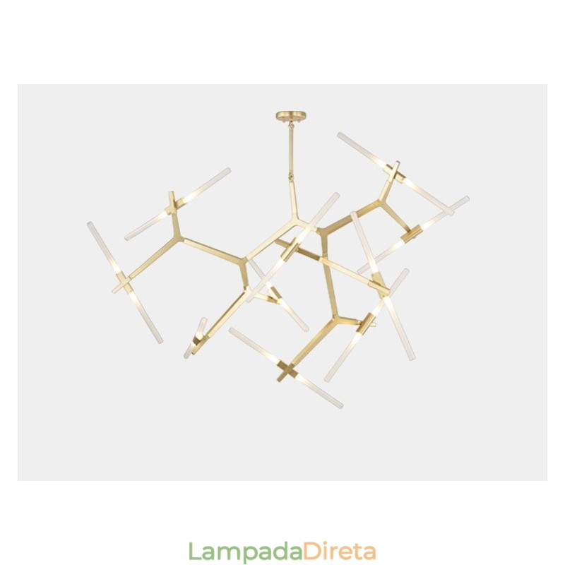 Lustre moderno contemporâneo de 20 luzes (preto dourado)