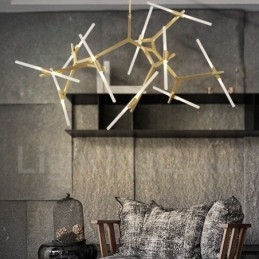 Lustre moderno contemporâneo de 20 luzes (preto dourado)