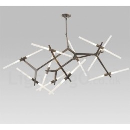 Lustre moderno contemporâneo de 20 luzes (preto dourado)