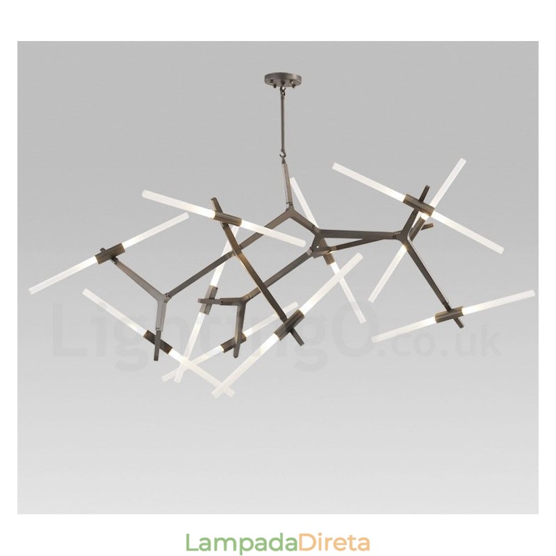 Lustre moderno contemporâneo de 20 luzes (preto dourado)
