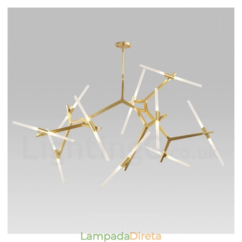 Lustre moderno contemporâneo de 20 luzes (preto dourado)