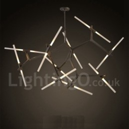 Lustre moderno contemporâneo de 20 luzes (preto dourado)