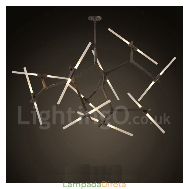 Lustre moderno contemporâneo de 20 luzes (preto dourado)