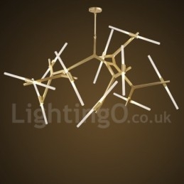 Lustre moderno contemporâneo de 20 luzes (preto dourado)