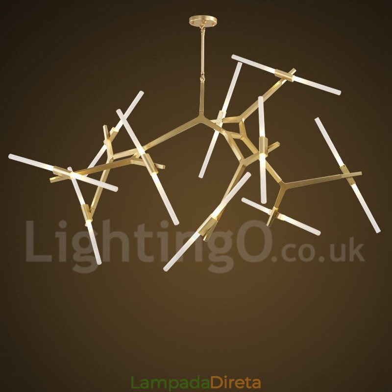 Lustre moderno contemporâneo de 20 luzes (preto dourado)