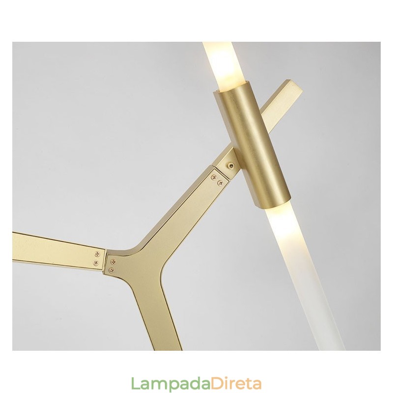 Lustre moderno contemporâneo de 20 luzes (preto dourado)
