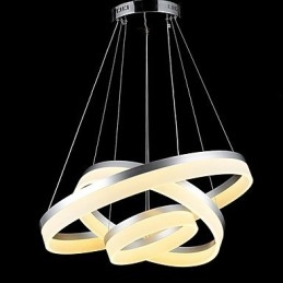 Luminária pendente redonda moderna, luminárias de acrílico, luminárias de teto luxuosas com três anéis