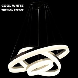 Luminária pendente redonda moderna, luminárias de acrílico, luminárias de teto luxuosas com três anéis