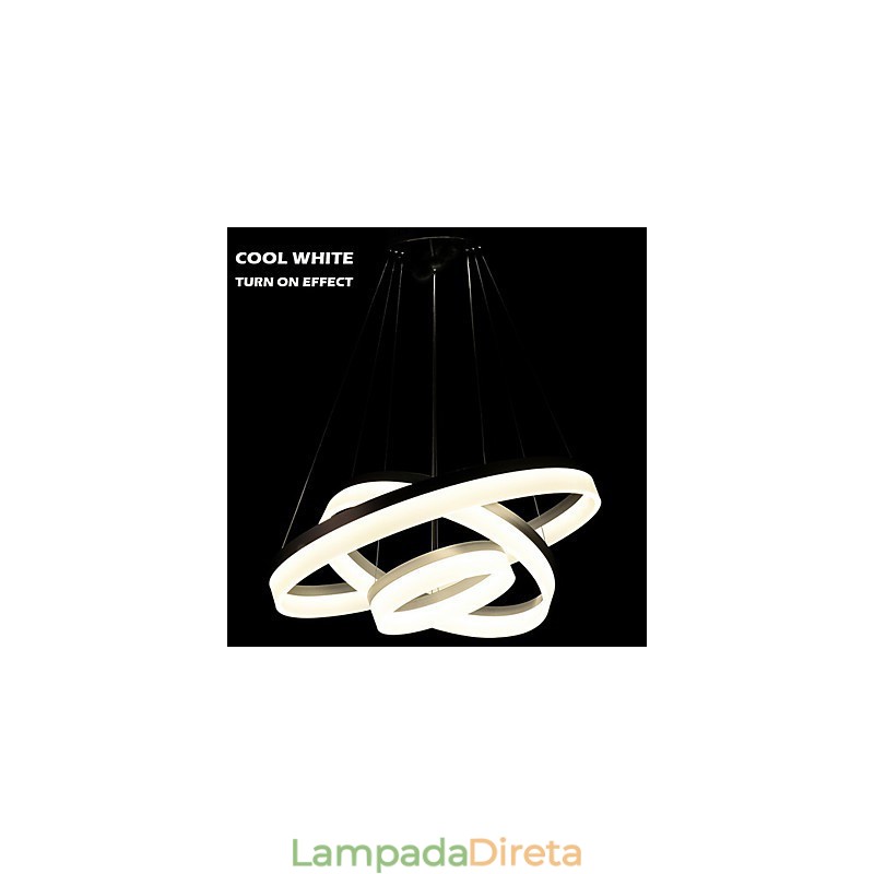 Luminária pendente redonda moderna, luminárias de acrílico, luminárias de teto luxuosas com três anéis