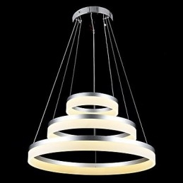 Luminária pendente redonda moderna, luminárias de acrílico, luminárias de teto luxuosas com três anéis