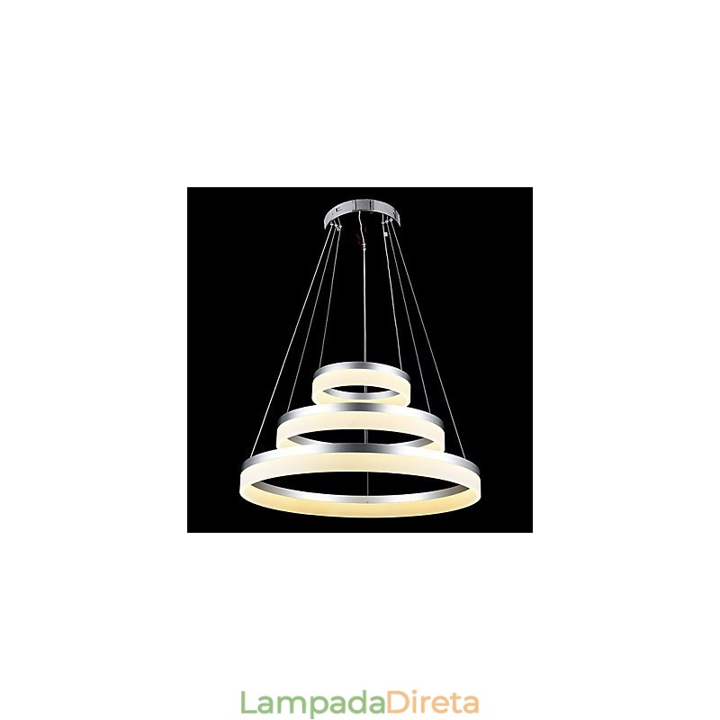 Luminária pendente redonda moderna, luminárias de acrílico, luminárias de teto luxuosas com três anéis