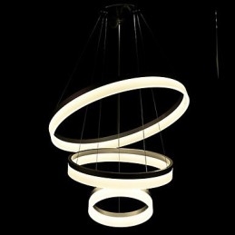 Luminária pendente redonda moderna, luminárias de acrílico, luminárias de teto luxuosas com três anéis